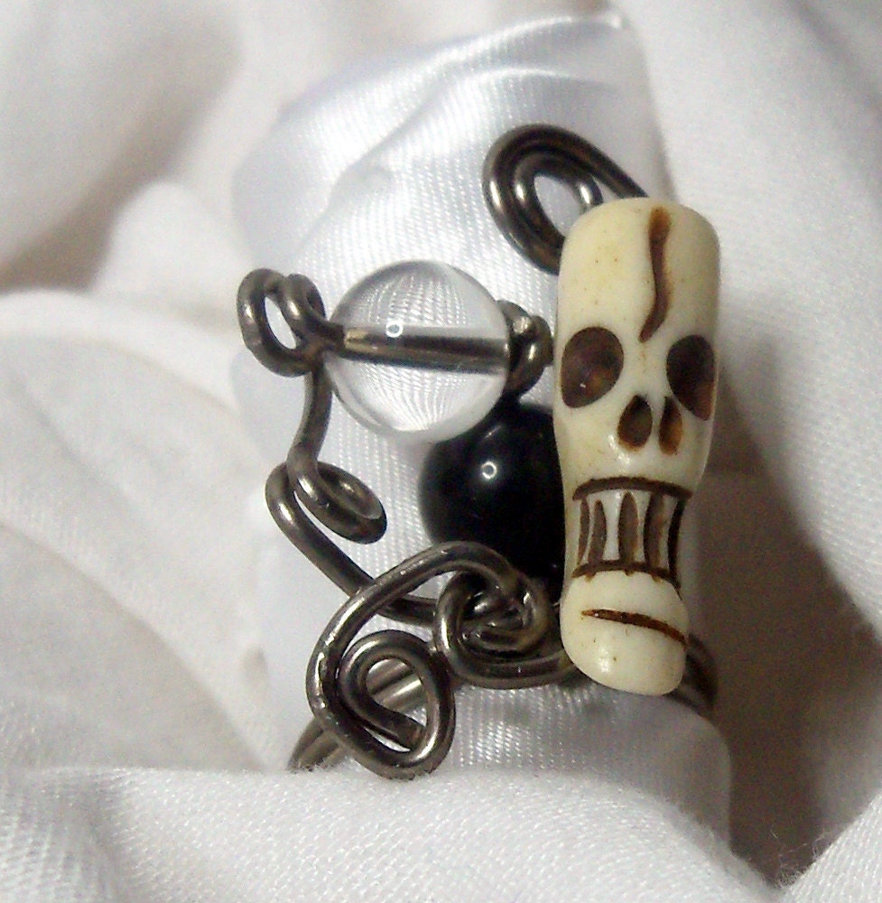 Death becomes you silver and bone ring
