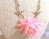 Set of 5 Bridesmaid Necklaces Pink Necklace Flower Necklace Sparrow Necklace Wedding Jewelry