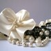 Sexy Wedding Garter SET / Black lace Garter on Ivory Satin