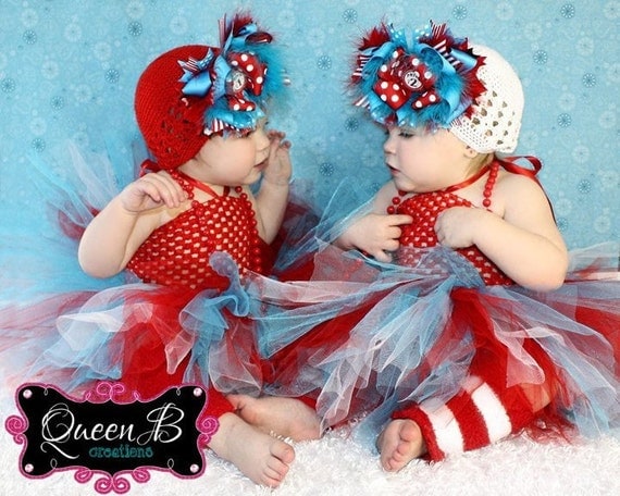 The Thing-lette- Thing 1 & Thing 2 Dr. Seuss Inspired Tutu Dresses (Size 9-12 Months, 12 Month, 18 Months or 24 Months)