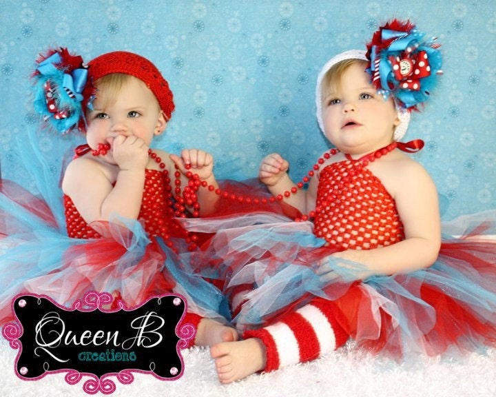 The Thing-lette- Thing 1 & Thing 2 Dr. Seuss Inspired Tutu Dresses (Size 9-12 Months, 12 Month, 18 Months or 24 Months)