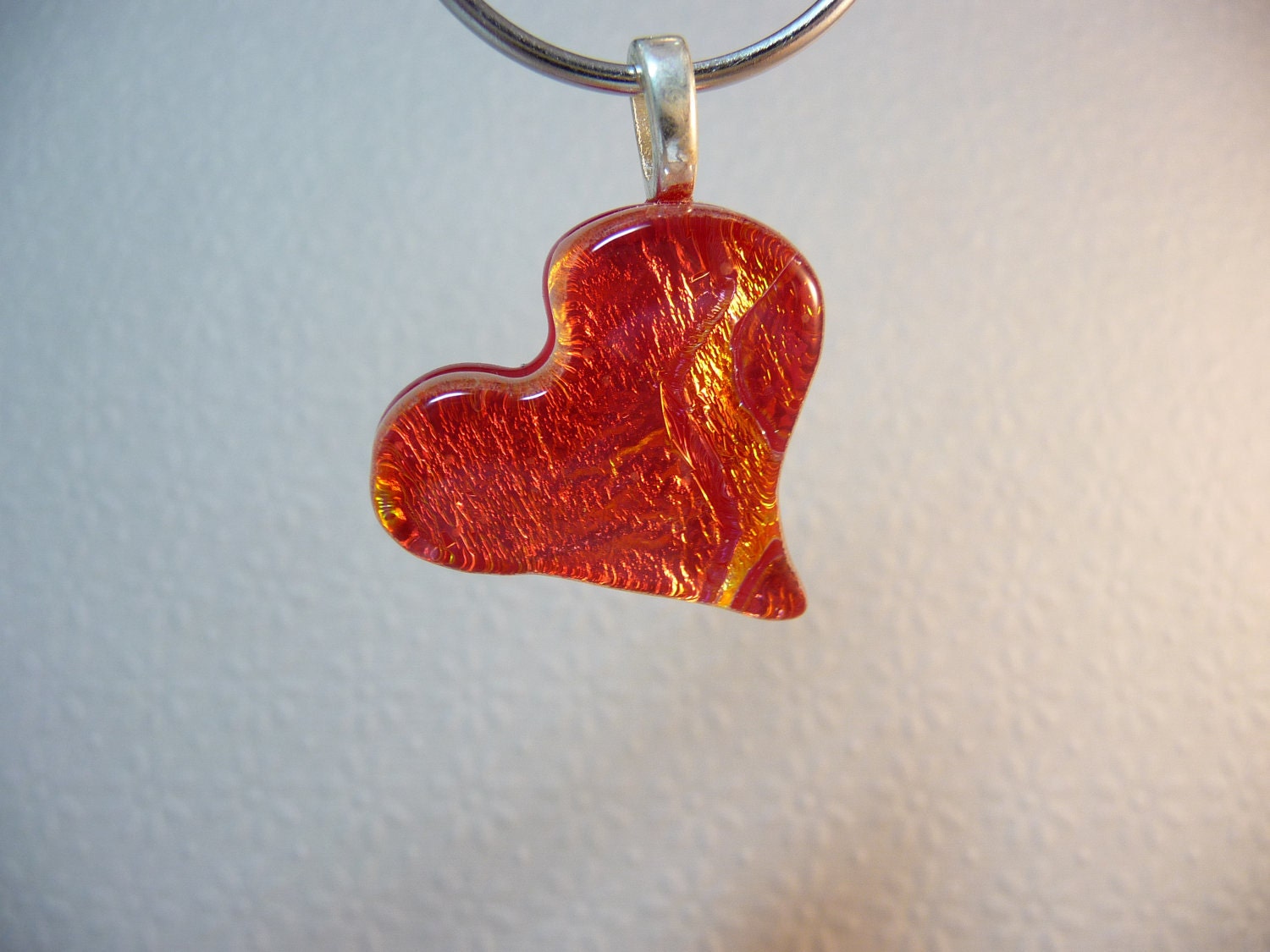 Fire within-Dichroic Fused glass Heart Pendant-Handmade-OOAK-SRA-