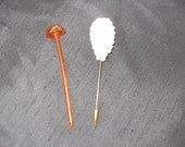 Pins, One Celluloid, One Beaded Hat Pin,