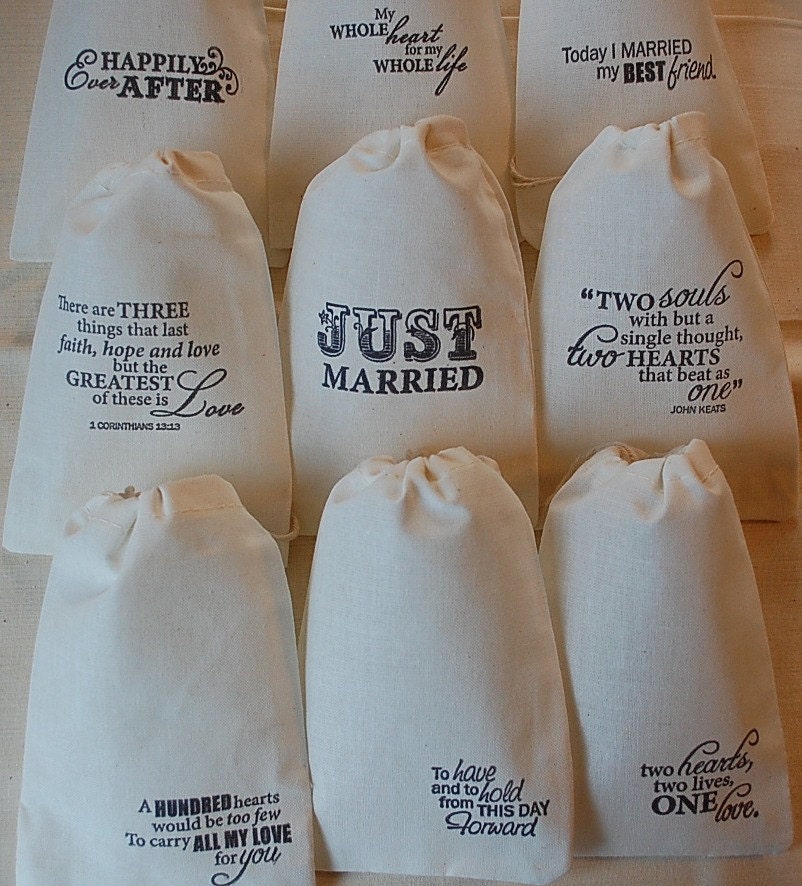 100 Variety of my Wedding Love Sayings Organic Muslin Cotton Favor Gift Bags 4x6 Il_170x135