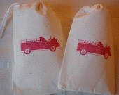 14 Old Time Red Fire Truck Muslin Favor Gift Bags with Drawstrings 4x6 Il_170x135