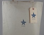 Personalized Beach Navy Blue Starfish Natural Cotton Canvas Tote Bag - Great for Wedding Welcome Bags Il_170x135