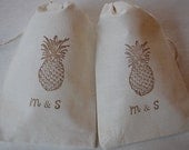 10 Personalized Wedding Favor Bags - Brown Vintage Pineapple Cotton Gift Bags with Drawstrings 4x6 Il_170x135