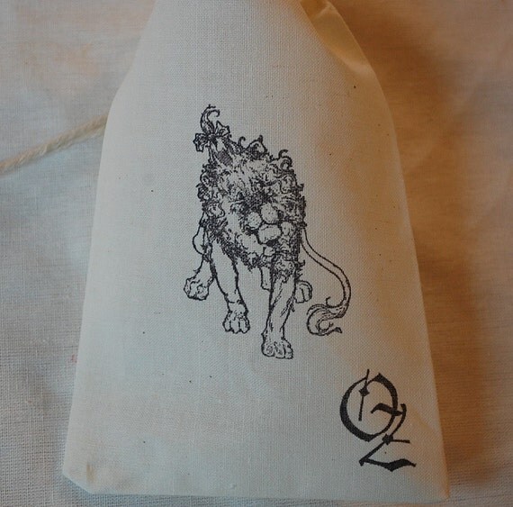 10 Wizard of Oz Lion Party Set - Organic Muslin Cotton Favor Gift Bags 4x6 Il_570xn