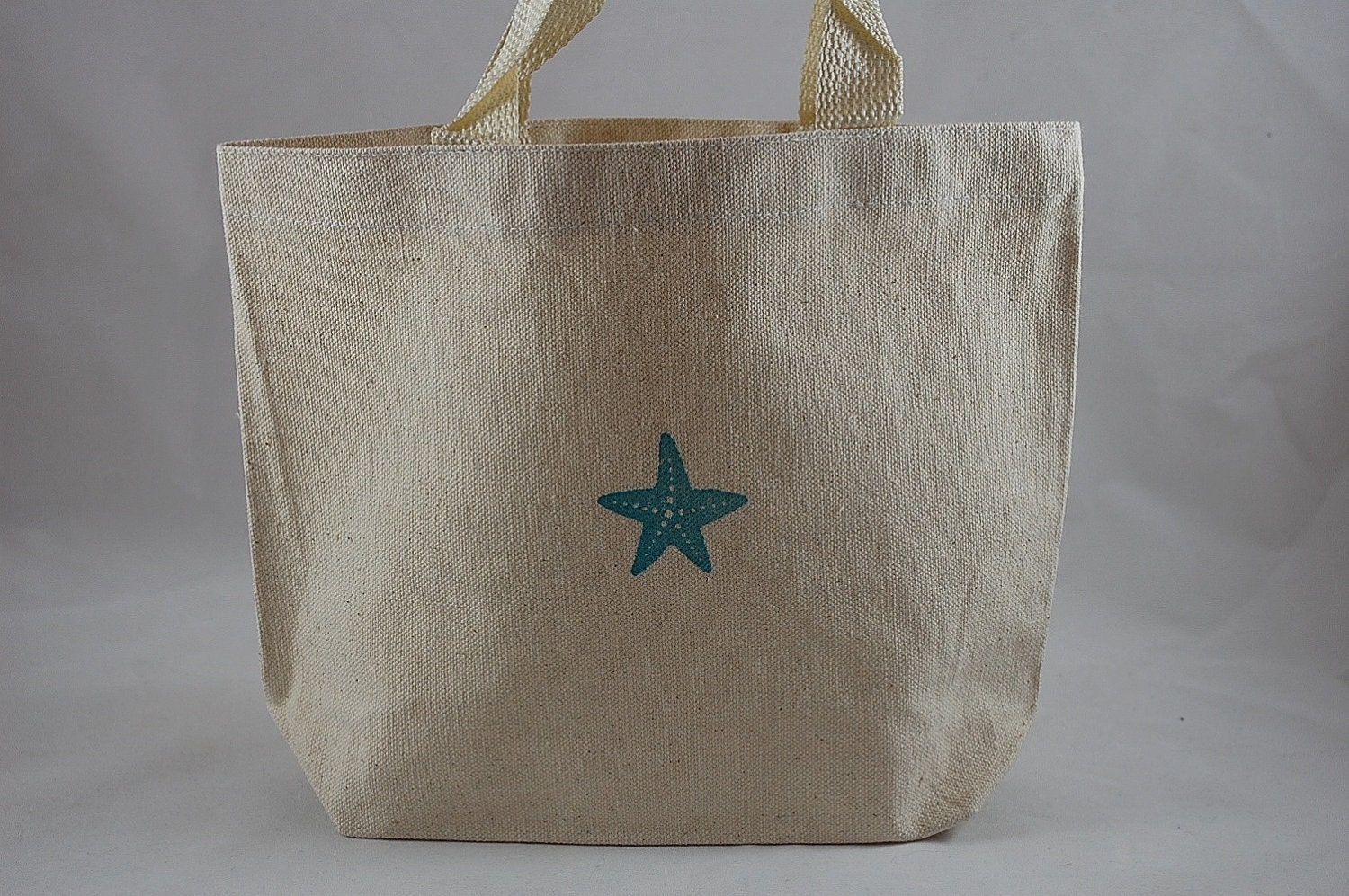 Beach Teal Starfish Natural Cotton Canvas Tote Bag Great for Baby Showers, Birthday Parties and Weddings Il_570xn