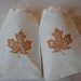 10 Muslin Favor Bags - Sepia Autumn Leaf Drawstring Organic 4x6 gift bags Great for Weddings