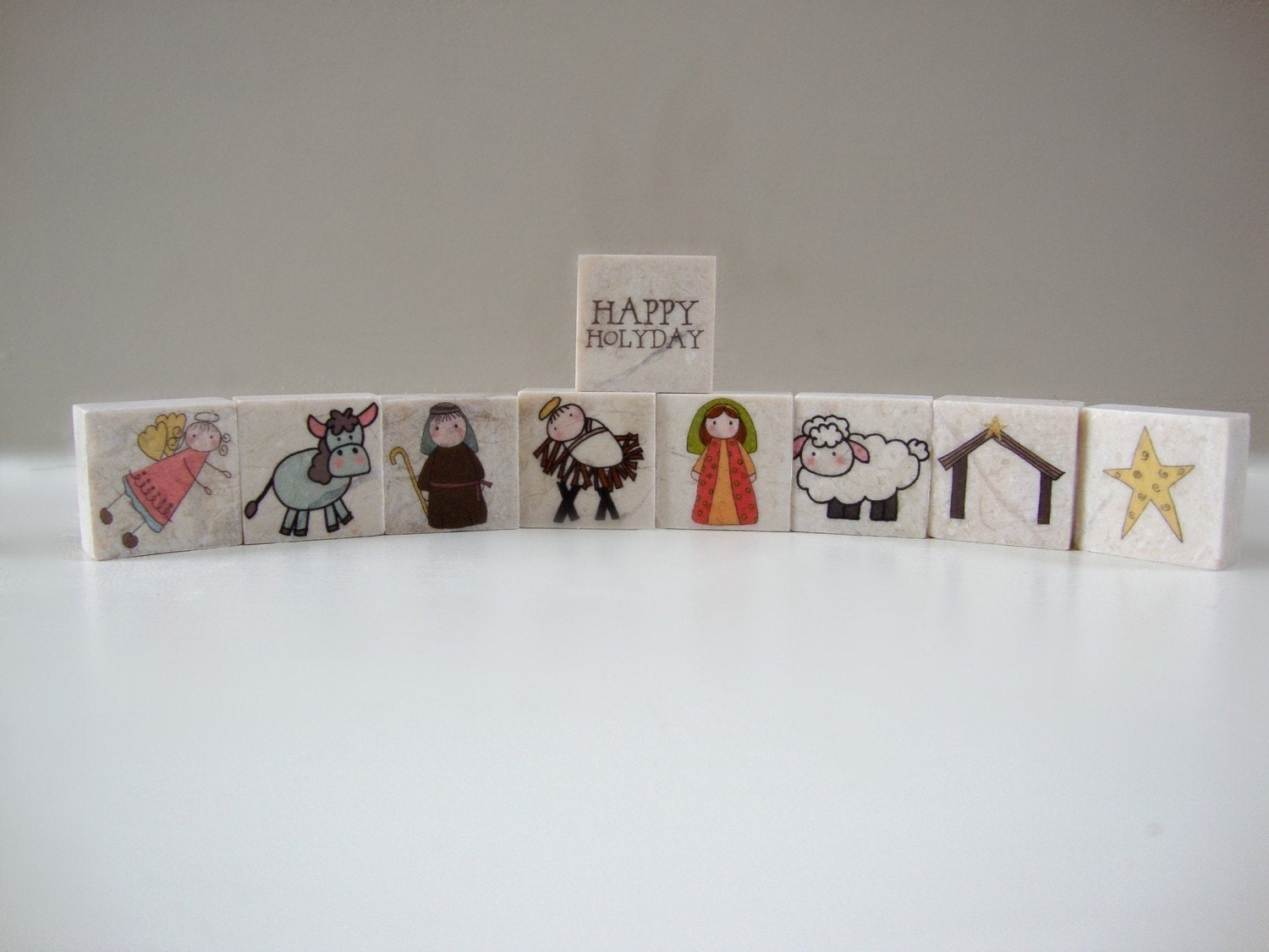 Nativity set of 9 stackable stones