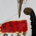 Big Sale 50% Off Asian Funky White Canvas Handbag with Fabric Applique and Black Fringe