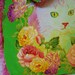 Canvas Spring Custom Tote Bag Floral Cat Hand Painted Fabric Applique Design