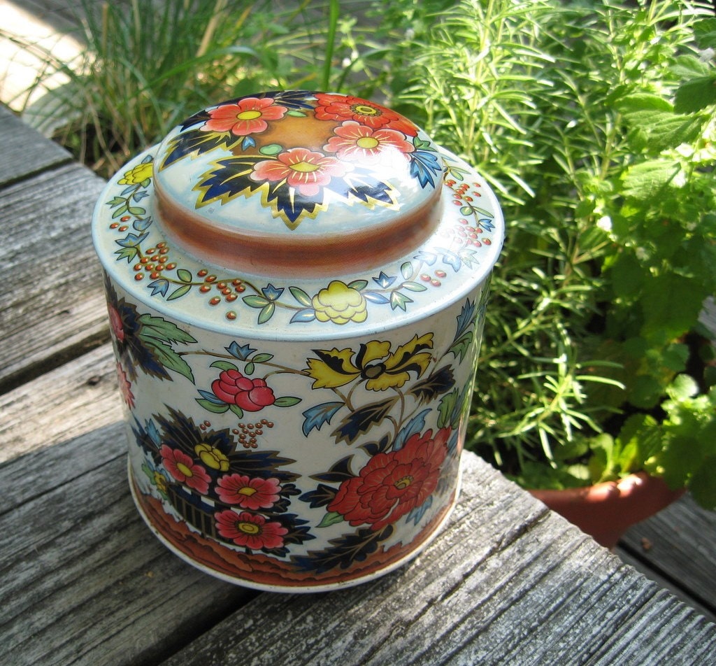 ENGLISH TEA CADDY TIN VINTAGE CONTAINER STORAGE by PortRepublic