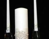 Swarovski Crystal and Bead Embellished Unity Candle Set
