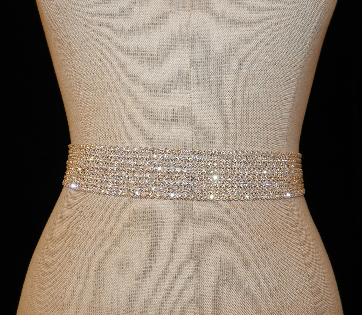 Rhinestone Crystal and Lux Satin Bridal Sash "The Maggie 2"