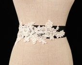 Alencon Lace Pearl Appliqued Bridal Sash "The Jodie 2"