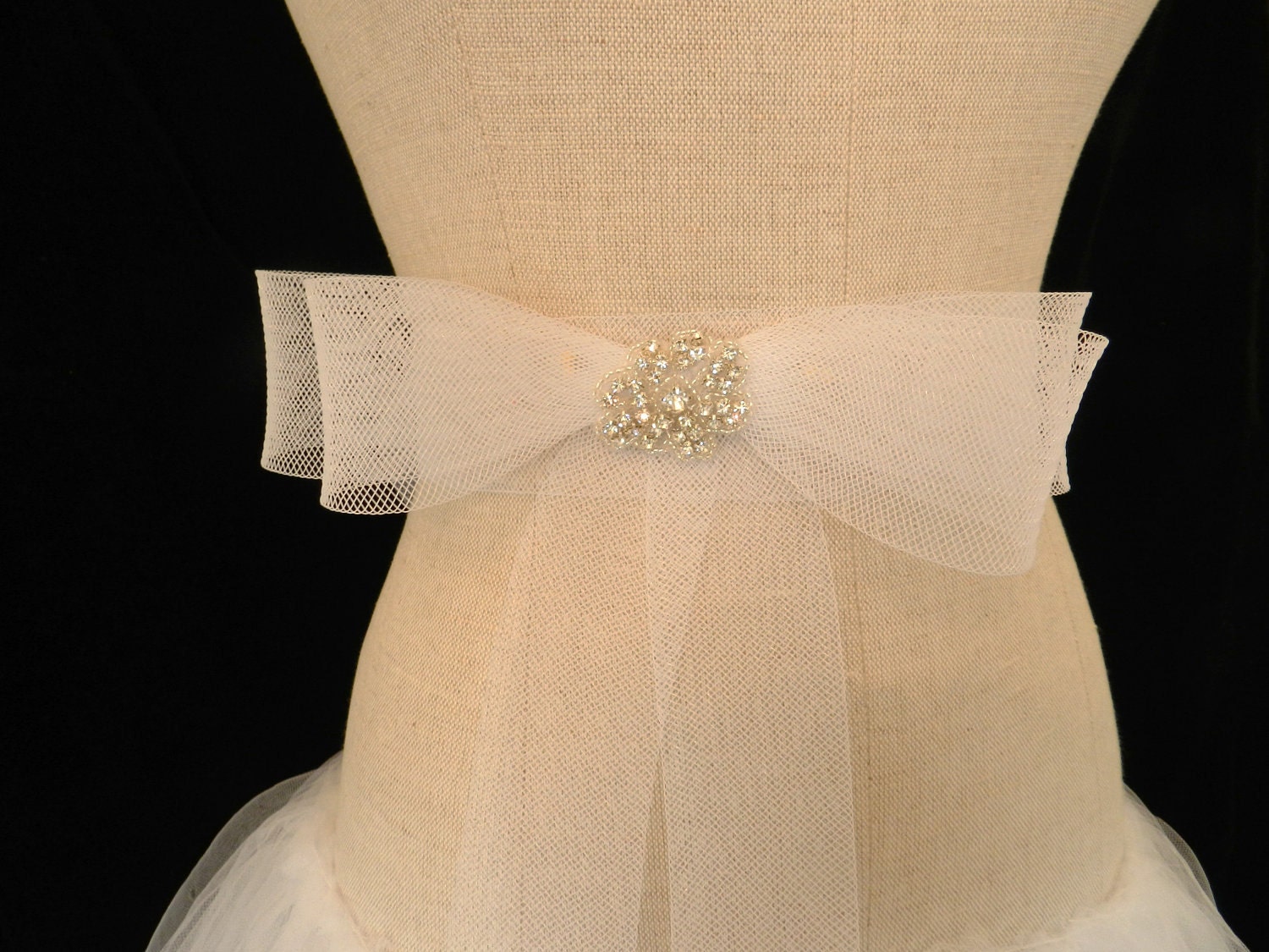 Crystal and Horsehair Bridal Sash "The Monique"