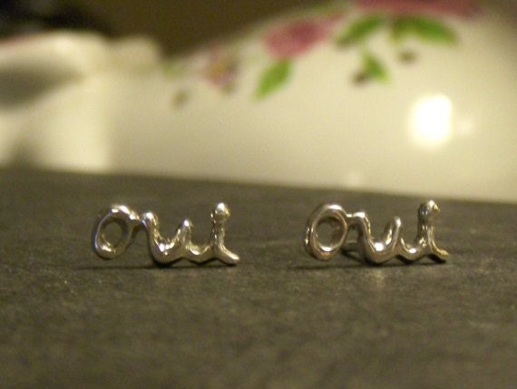 Oui Earrings for Pierced Ears Sterling Silver Like Dior. Handmade by Sweet Clover on Etsy