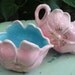 Vintage Pink and Turquoise Poppy Creamer and Sugar Bowl