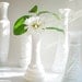 White bud vase collection, Shabby chic milk glass wedding mix
