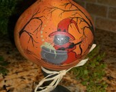 Halloween Gourd    Cat Witch Mixing Her Cauldron