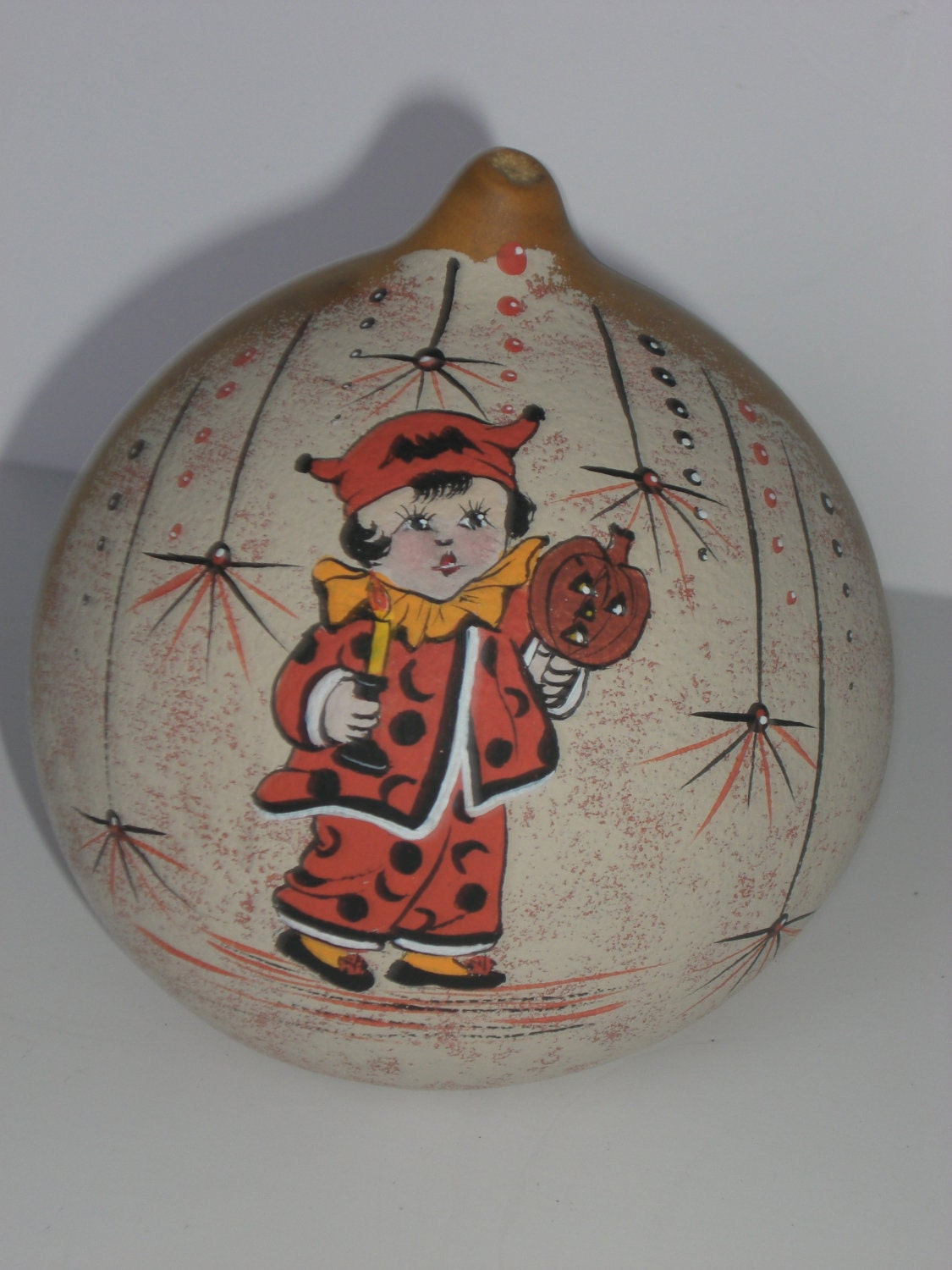 HALLOWEEN Gourd Little TRICK or TREATER Retro Folk Art