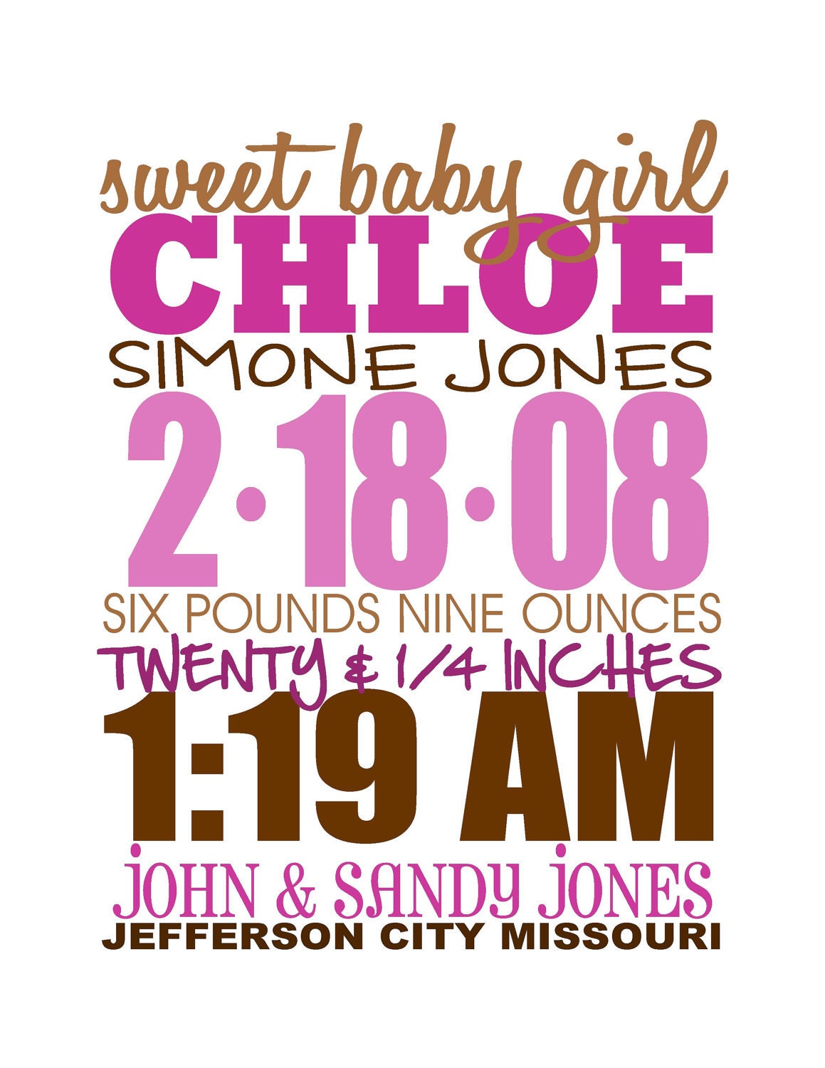 Buy announcements gift ideas - Baby Birth Announcement Subway Art Typography - Printable - decor, gift, boy or girl