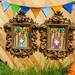two piece wall art / vintage frames / girl and boy a forest