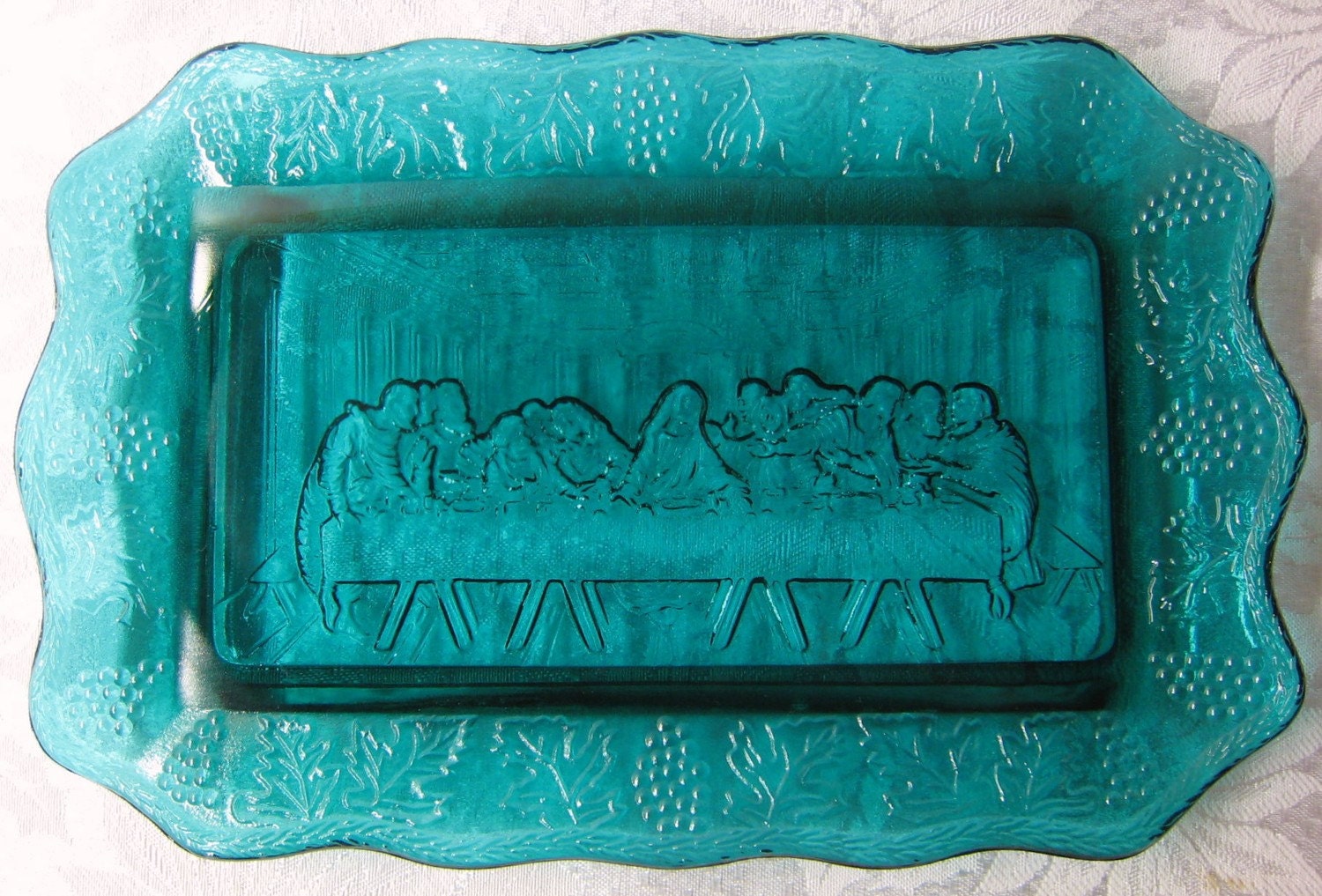 TIARA GLASS THE LAST SUPPER PLATE by cozyattic on Etsy