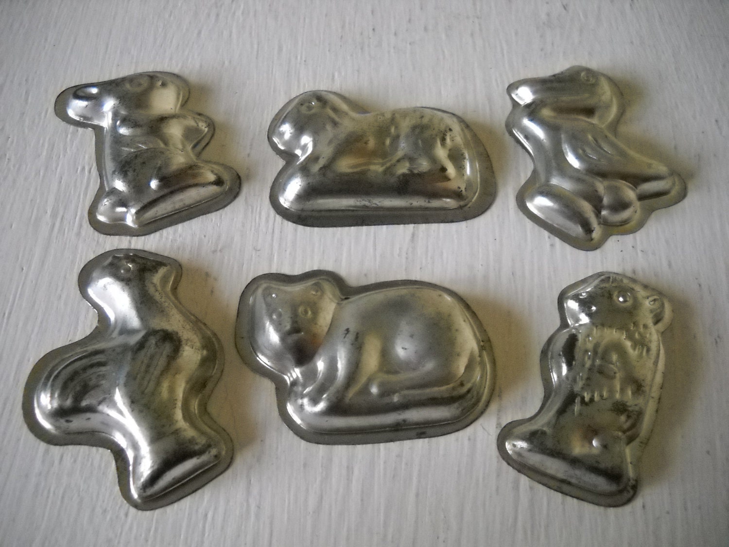 Farm Animal Tin Butter or Candy Molds 6 Cat Rabbit Duck and More