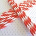 48, Red Stripe Paper Straws