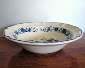 Vintage Blue Flower Bowl, Korea Porcelain