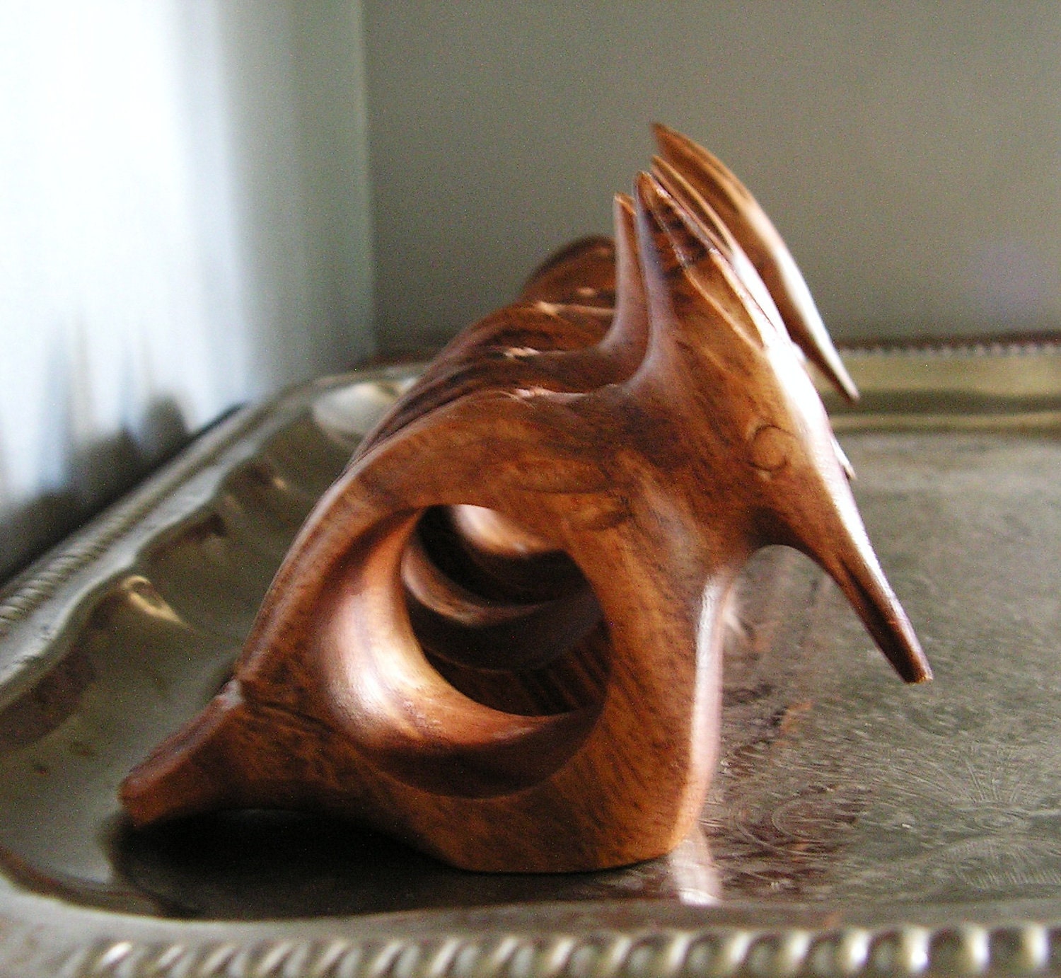 Vintage Napkin Rings, Hand carved, unique, table ware