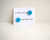 Bobby Pins - Blue Buttons