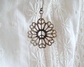 Peace Sign Earrings - Flower - Antiqued Gold - Give Peace A Chance