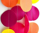 Felt Garland: Pink, Orange, and Yellow Circles 4 ft. - Shorter Size