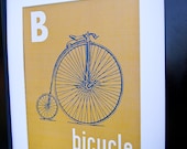 8x10 nursery print B is for Bicycle Vintage Transportation Print