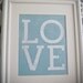 8x10 nursery print LOVE pink, blue, or green