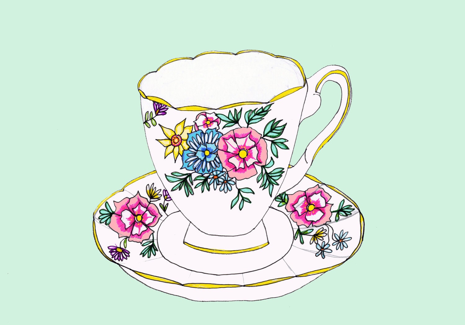 Vintage Teacup - archival Art print