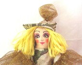 Cloth Art Doll, Hand Embroidered, OOAK, Ariela Elve Princess