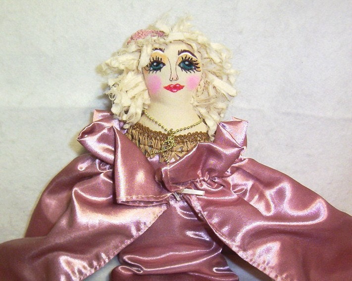 Cloth Art Doll, Hand Embroidered, OOAK,  Dorothy Glamour from the Woods to the Theater, Whimsical, Enchanting, Fantasy
