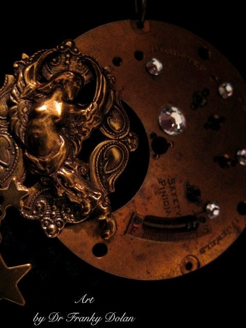 150 year old Storybook Pendant - Necklace by Award - Winning Fae Factory Steampunk Chic Eco Artist, Dr Franky Dolan  (Original jewelry art)