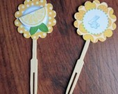 Little Lemon Collection: Set of 12 cupcake toppers- 6 lemons & 6 age/initial. Made-to-Order. Il_170x135