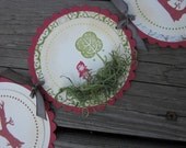 Red Riding Hood: Large Custom Banner. Handstamped, one of a kind. Little Red Riding Hood Banner. Red Riding Birthday. Il_170x135
