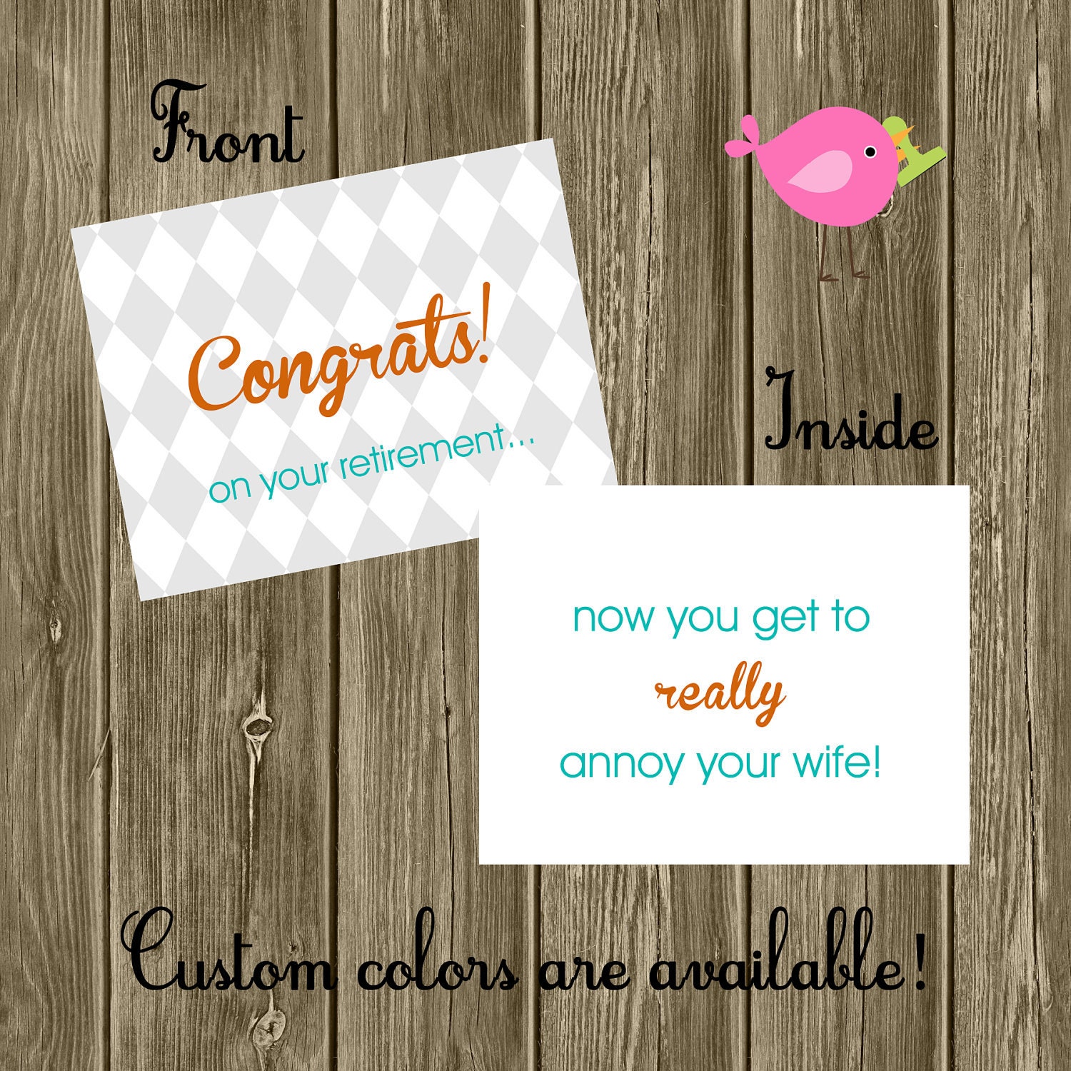 CONGRATS on your retirement...: 4.25 x 5.5 Greeting Card/Retirement Card, Colors can be customized. Il_170x135