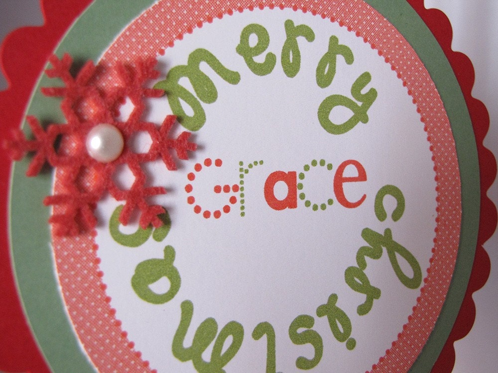 Set of 5 Custom Personalized Oversized Circle Scallop Holiday/Christmas To/From Gift Tags Il_570xn