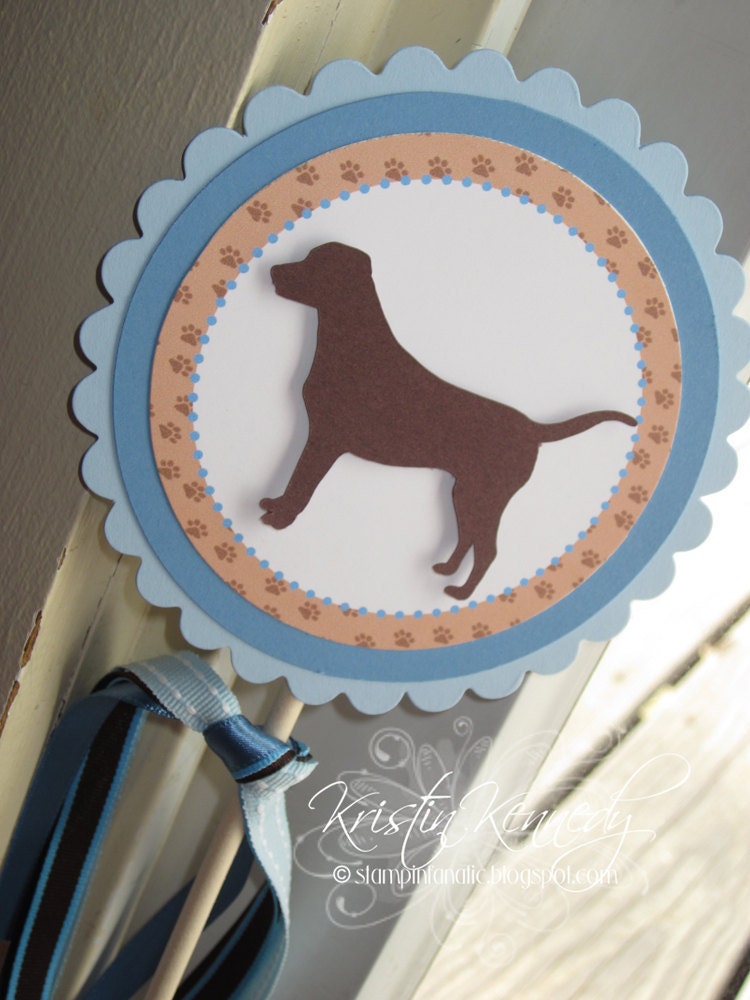 Little Lab Collection: Set of 2 Centerpiece Flags. Lab Party. Lab Shower. Puppy party. Puppy shower. Silhouette puppy. Dog. Il_570xn
