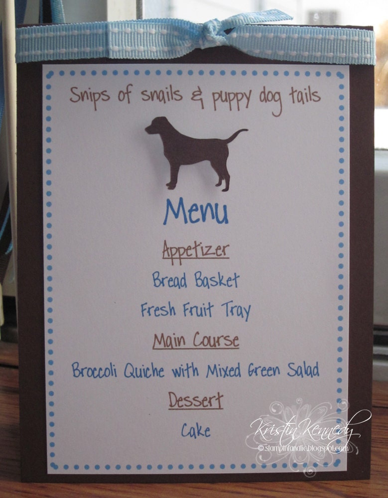 Little Lab Collection: Set of 5 Tent style menu cards. Lab Party. Lab Shower. Puppy party. Puppy shower. Silhouette puppy. Dog. Il_570xn