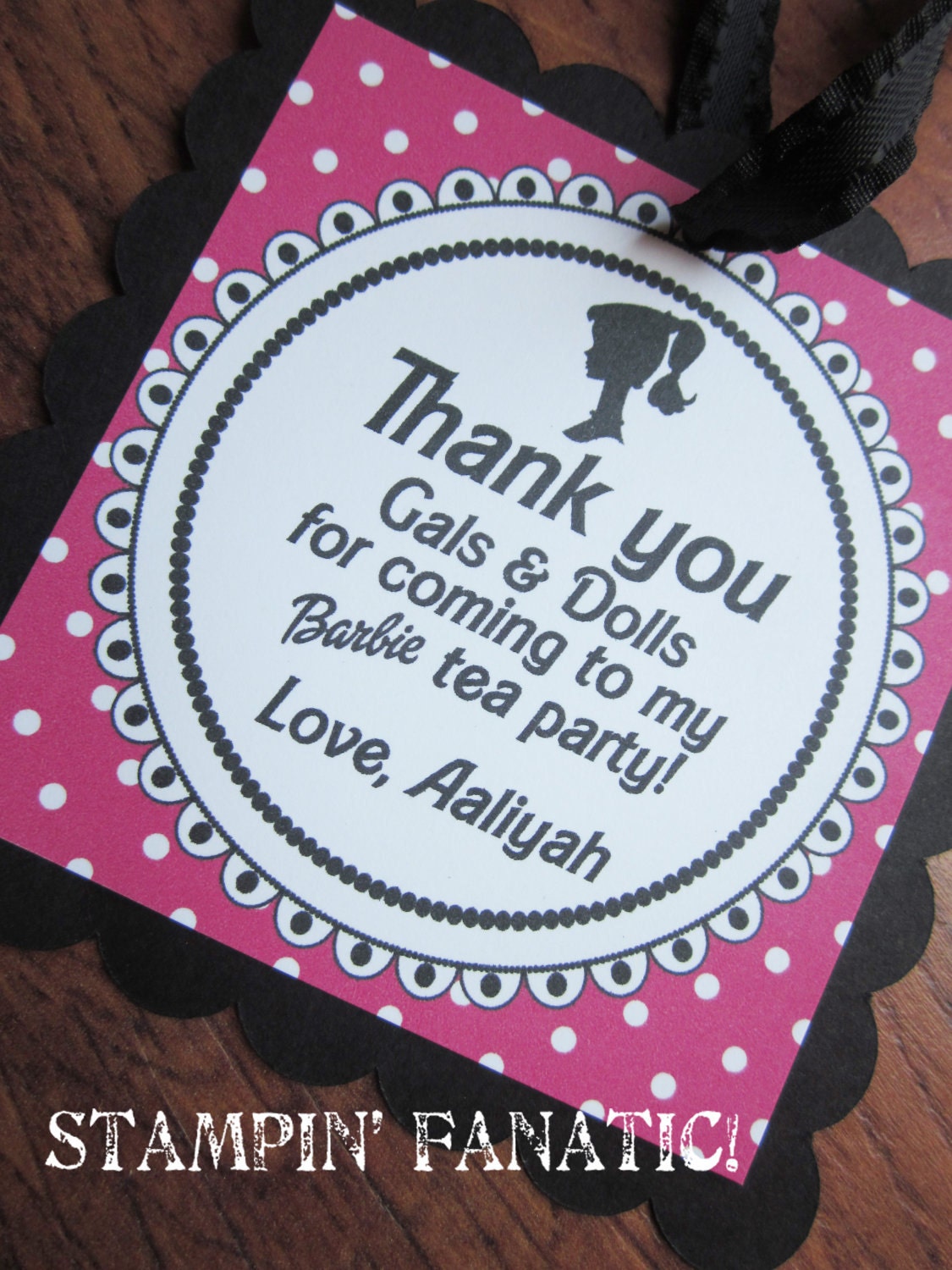 Barbie Tea Collection: Set of 12, Favor/Gift Tags, 4" scallop squares, custom, personalized. Il_570xn